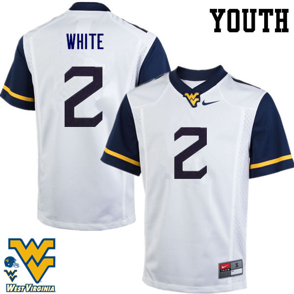 NCAA Youth KaRaun White West Virginia Mountaineers White #2 Nike Stitched Football College Authentic Jersey ZR23C07JR